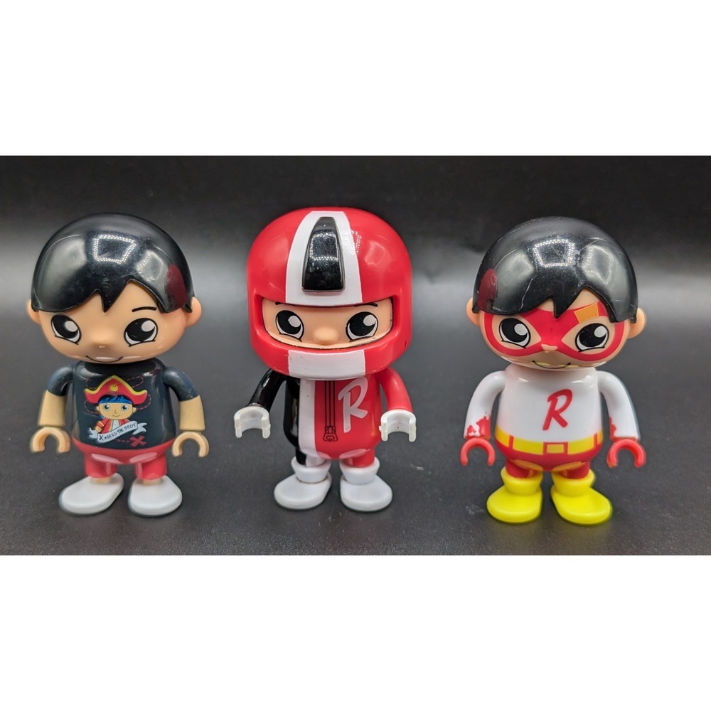 2019 Ryan's World Lot of 3 Mini 2.5" Action Figures (X Marks, Racer, Superhero)
